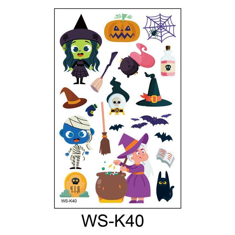 Cartoon Children's Halloween Tattoo Stickers New Party Funny Fun Waterproof Sweat Party Halloween Stickers
