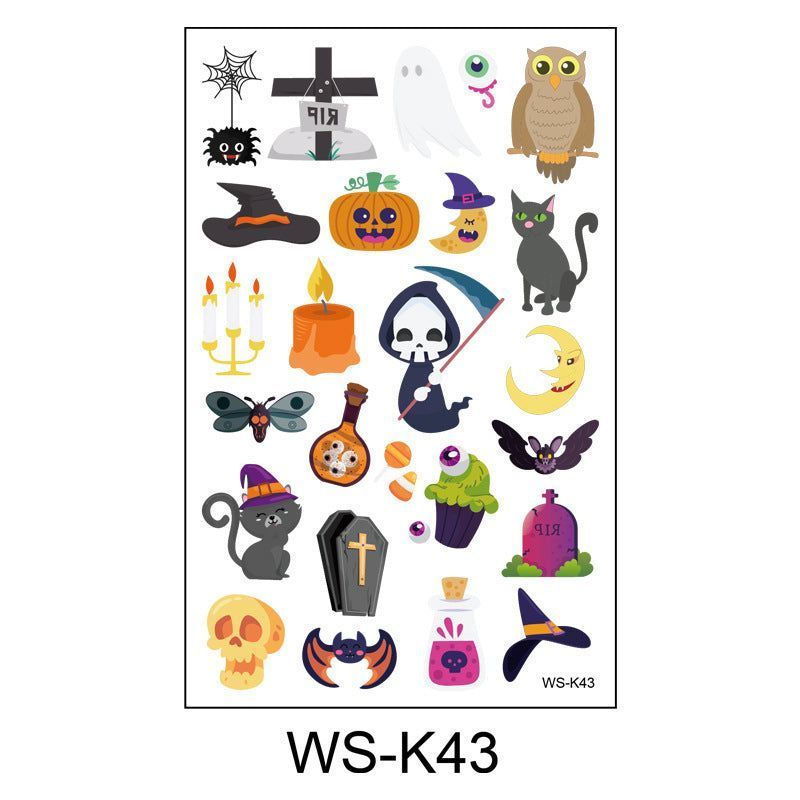 Cartoon Children's Halloween Tattoo Stickers New Party Funny Fun Waterproof Sweat Party Halloween Stickers