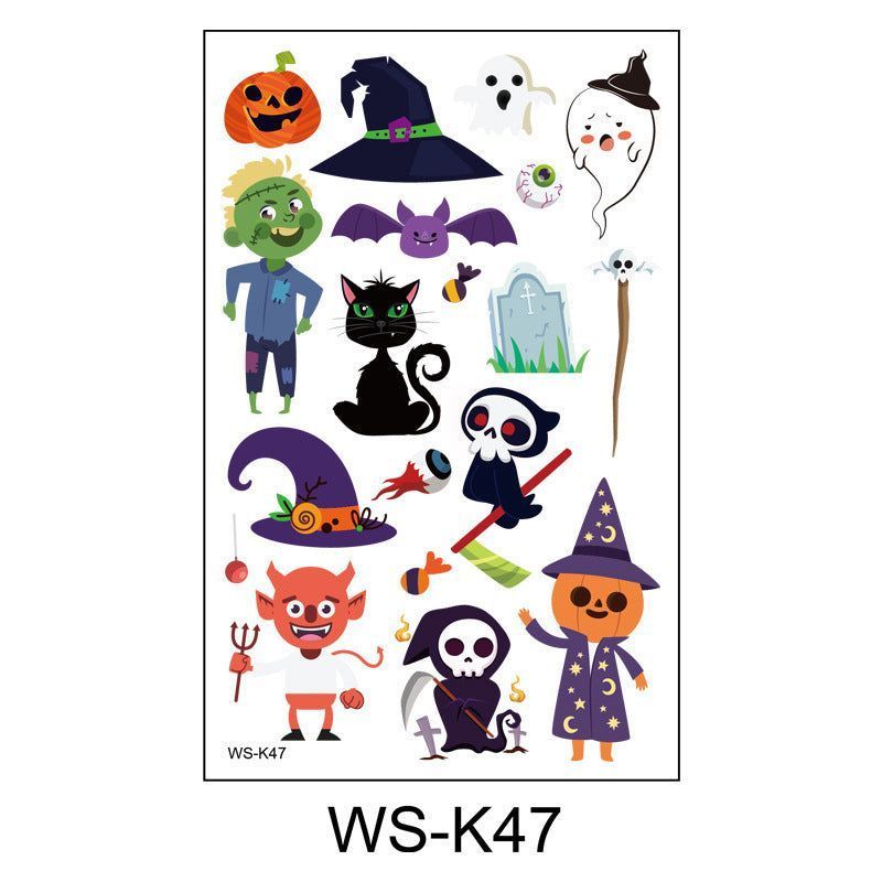 Cartoon Children's Halloween Tattoo Stickers New Party Funny Fun Waterproof Sweat Party Halloween Stickers