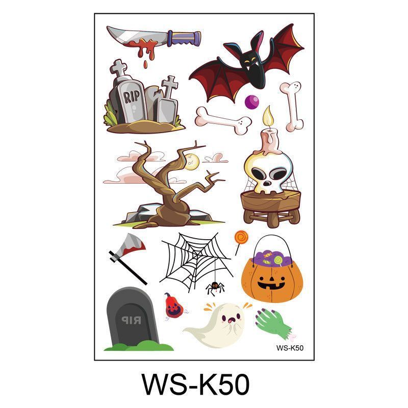 Cartoon Children's Halloween Tattoo Stickers New Party Funny Fun Waterproof Sweat Party Halloween Stickers