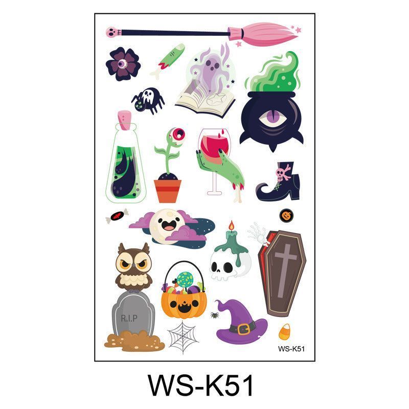 Cartoon Children's Halloween Tattoo Stickers New Party Funny Fun Waterproof Sweat Party Halloween Stickers