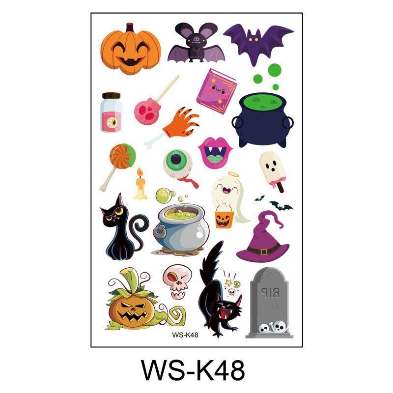 Cartoon Children's Halloween Tattoo Stickers New Party Funny Fun Waterproof Sweat Party Halloween Stickers