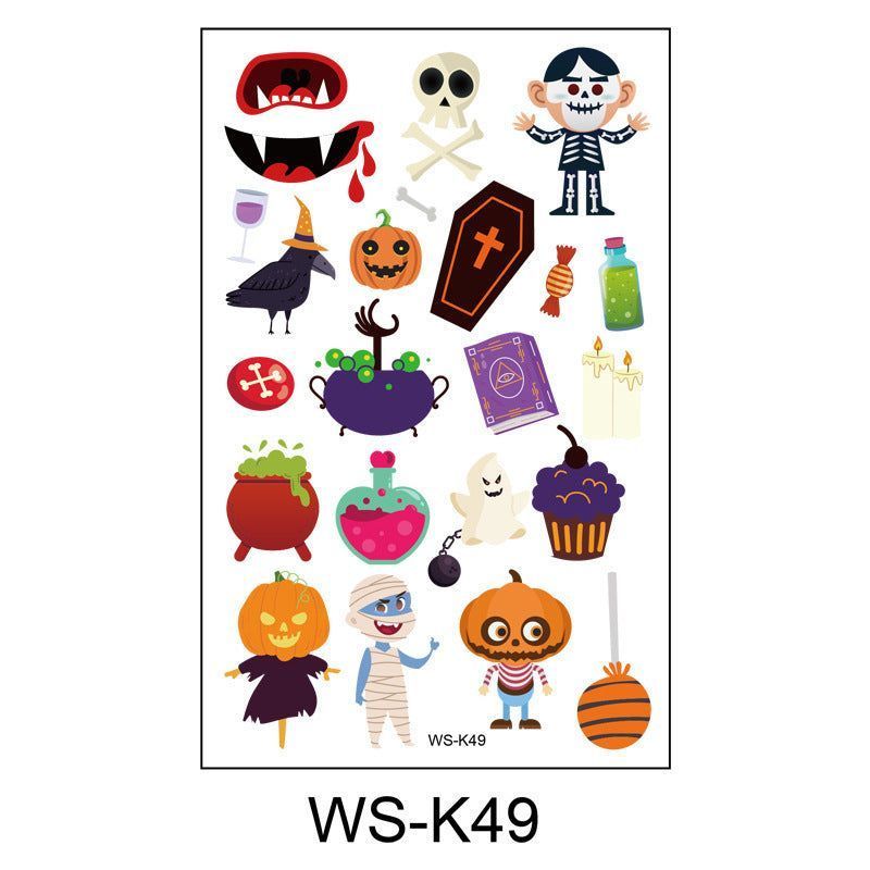 Cartoon Children's Halloween Tattoo Stickers New Party Funny Fun Waterproof Sweat Party Halloween Stickers