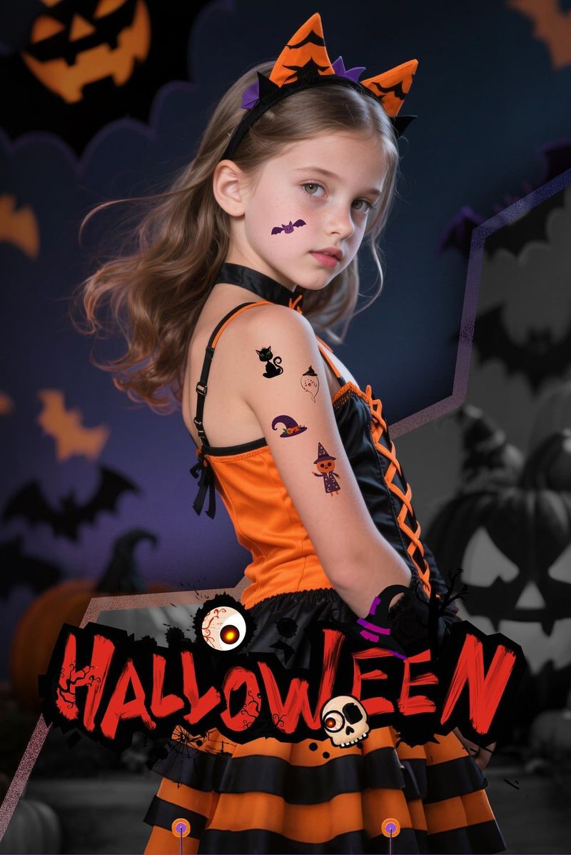 Cartoon Children's Halloween Tattoo Stickers New Party Funny Fun Waterproof Sweat Party Halloween Stickers