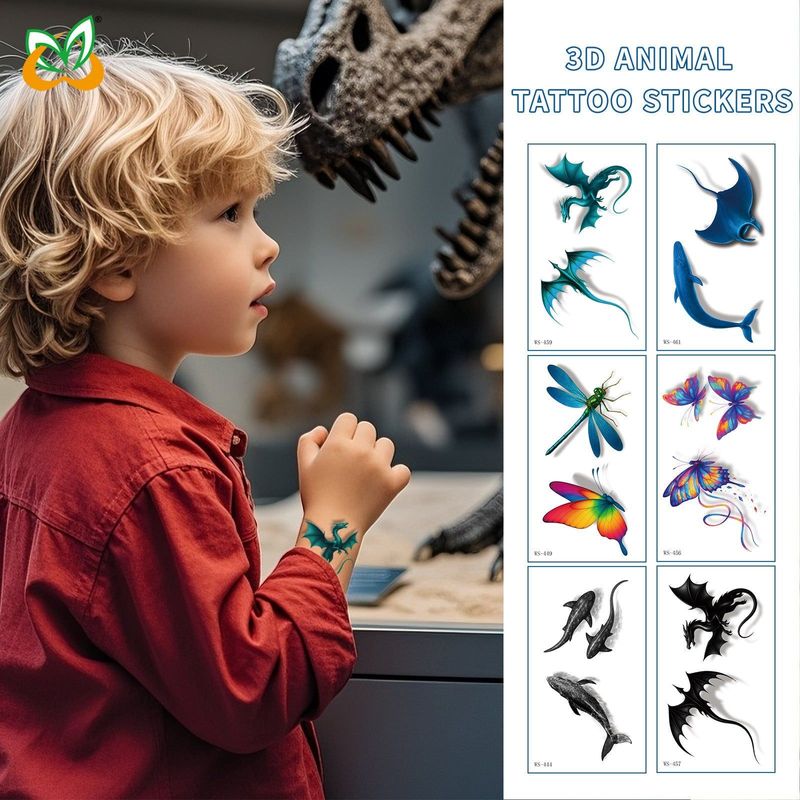 New 3D Color Butterfly Tattoo Stickers Waterproof Sweat Lasting Children Simulation Animal Tattoo  Fashion Stickers