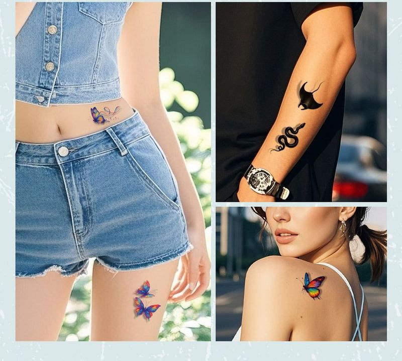 New 3D Color Butterfly Tattoo Stickers Waterproof Sweat Lasting Children Simulation Animal Tattoo  Fashion Stickers