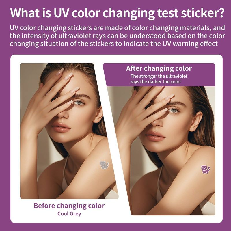 New UV UV Test Tattoo Sticker Summer Out Sunscreen Test Reapply Waterproof Sweat Sticker  Fashion