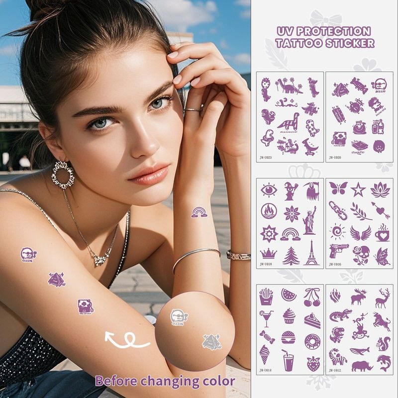 New UV UV Test Tattoo Sticker Summer Out Sunscreen Test Reapply Waterproof Sweat Sticker  Fashion