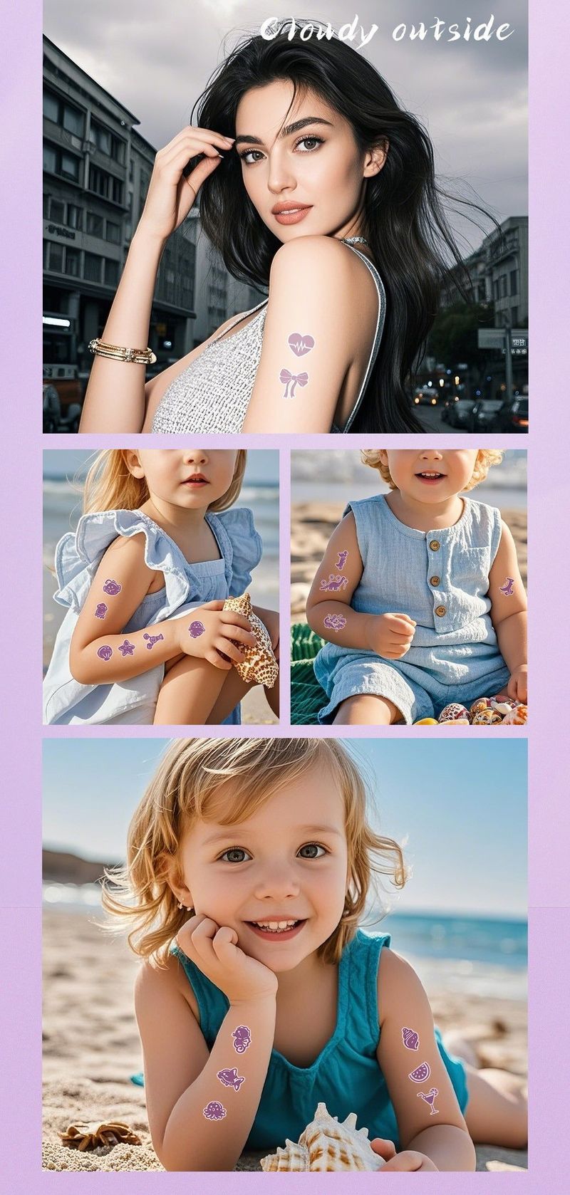 New UV UV Test Tattoo Sticker Summer Out Sunscreen Test Reapply Waterproof Sweat Sticker  Fashion