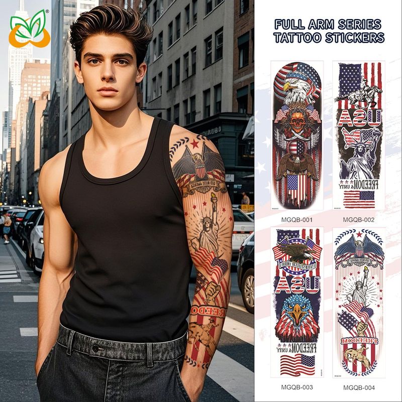 American Independence Day Full Arm Tattoo Sticker Party Event Waterproof Lasting Disposable Tattoo Sticker Fashion