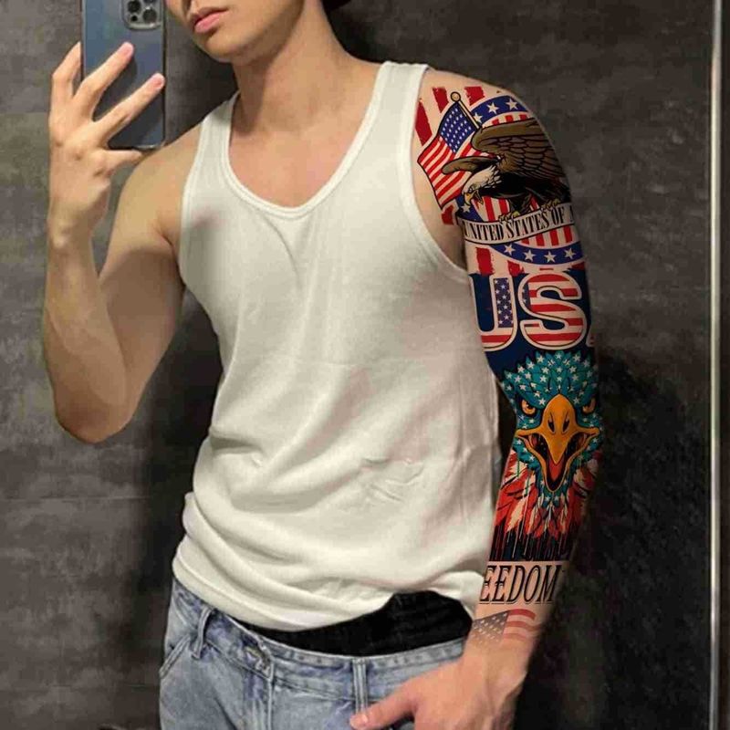 American Independence Day Full Arm Tattoo Sticker Party Event Waterproof Lasting Disposable Tattoo Sticker Fashion