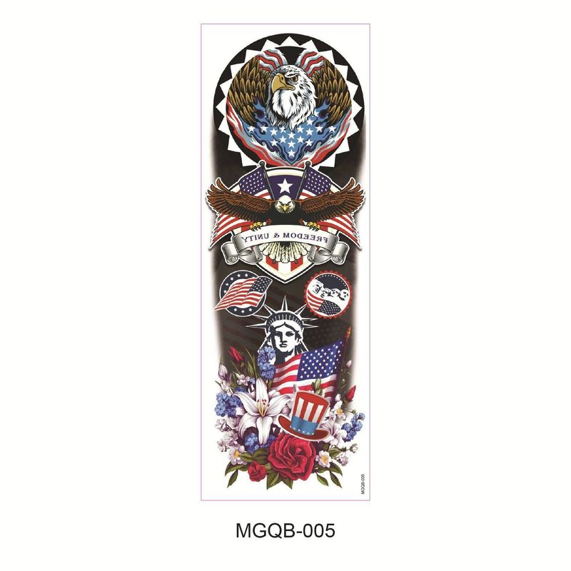 American Independence Day Full Arm Tattoo Sticker Party Event Waterproof Lasting Disposable Tattoo Sticker Fashion