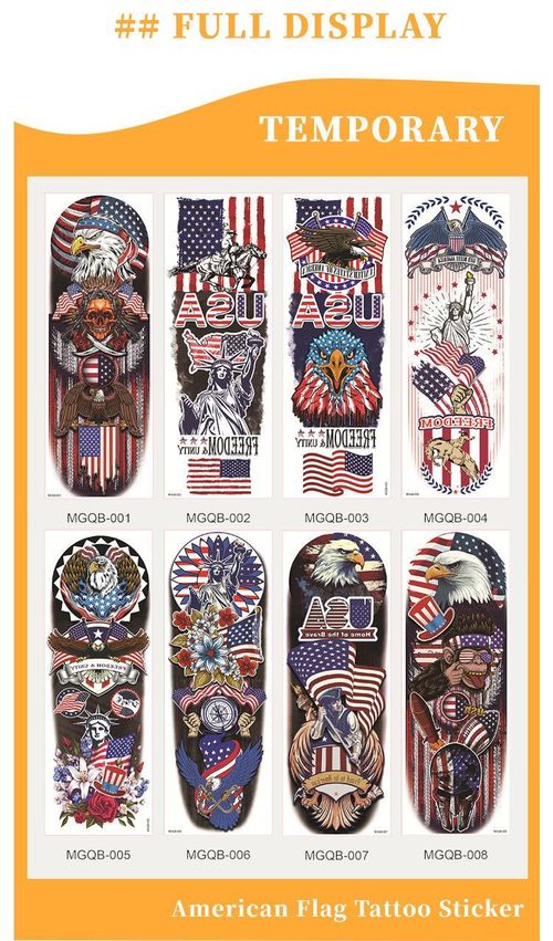 American Independence Day Full Arm Tattoo Sticker Party Event Waterproof Lasting Disposable Tattoo Sticker Fashion