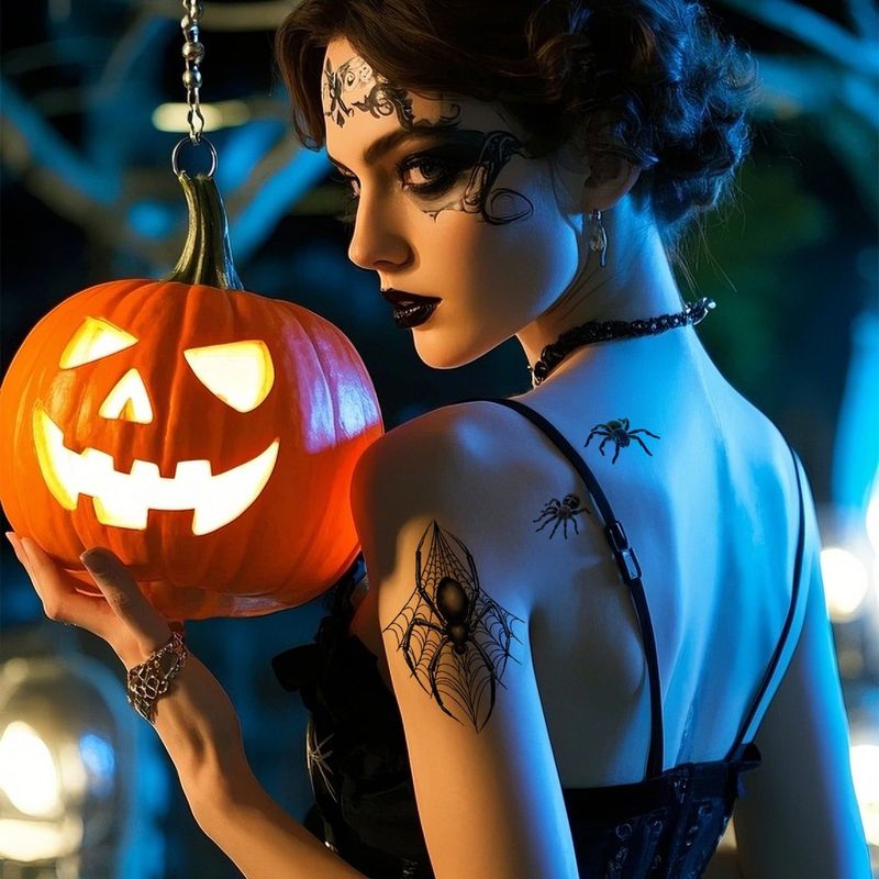 New 3D Spider Tattoo Personality High Sense Men's And Women's Arm Abdomen Clavicle Funny Tattoo Sticker   Halloween