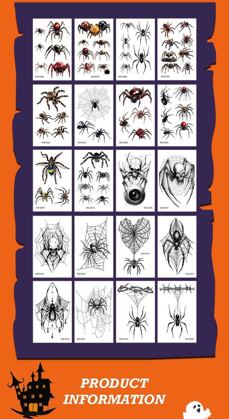 New 3D Spider Tattoo Personality High Sense Men's And Women's Arm Abdomen Clavicle Funny Tattoo Sticker   Halloween