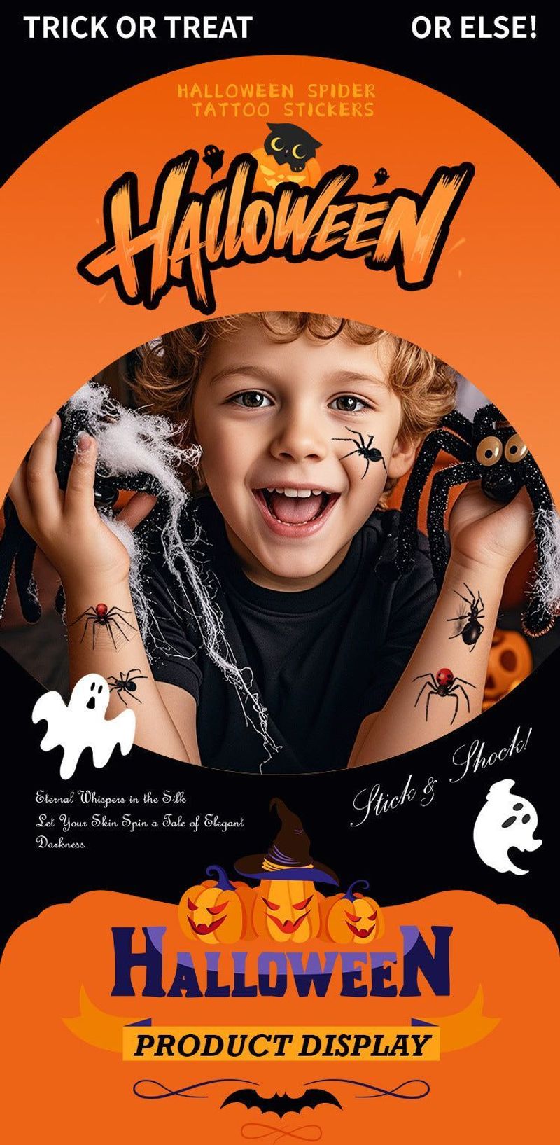 New 3D Spider Tattoo Personality High Sense Men's And Women's Arm Abdomen Clavicle Funny Tattoo Sticker   Halloween