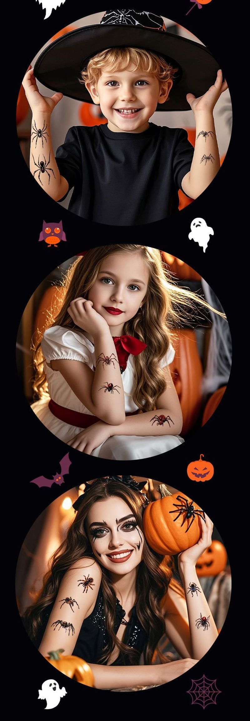 New 3D Spider Tattoo Personality High Sense Men's And Women's Arm Abdomen Clavicle Funny Tattoo Sticker   Halloween