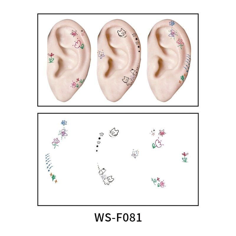 New European and American-style colorful dopamine ear stickers, trendy Hyuna-style summer mini ear tattoos Fashion
