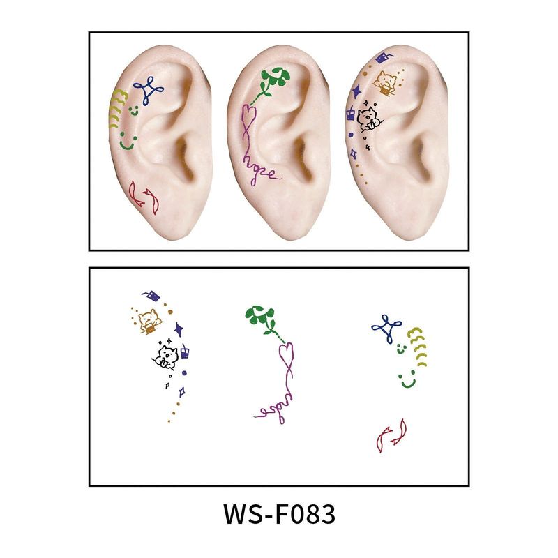 New European and American-style colorful dopamine ear stickers, trendy Hyuna-style summer mini ear tattoos Fashion
