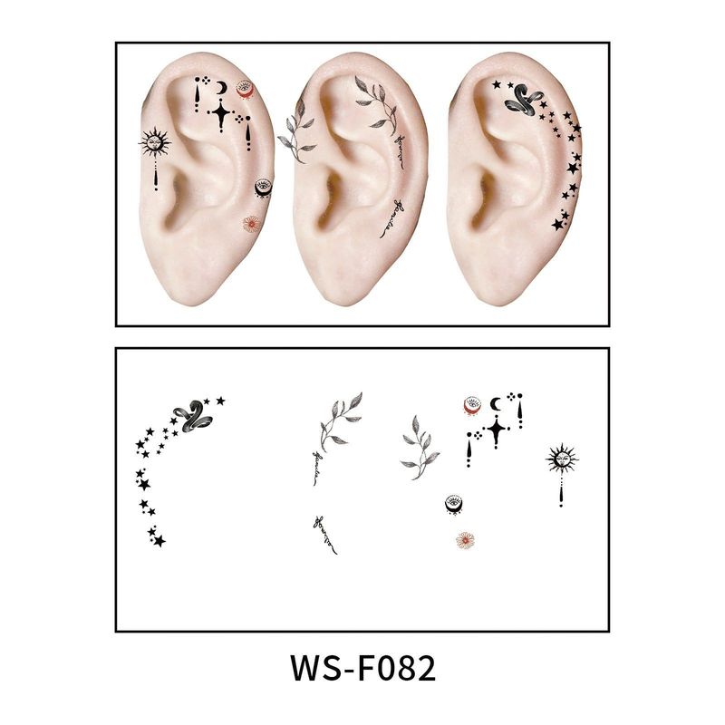 New European and American-style colorful dopamine ear stickers, trendy Hyuna-style summer mini ear tattoos Fashion
