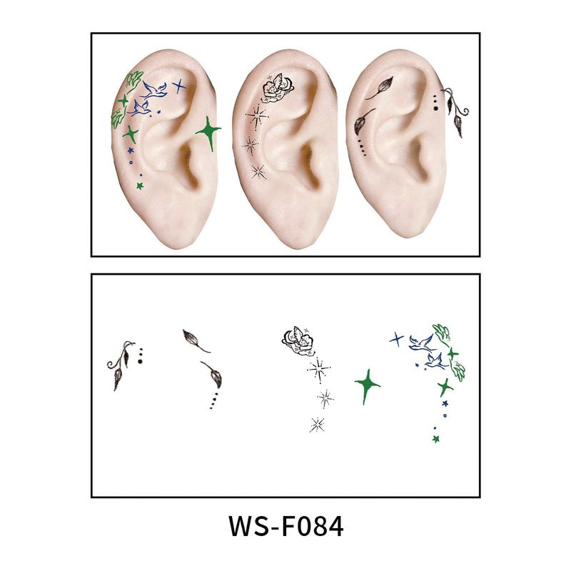 New European and American-style colorful dopamine ear stickers, trendy Hyuna-style summer mini ear tattoos Fashion