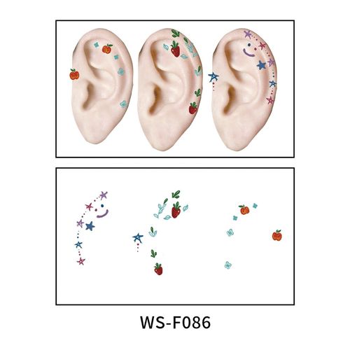New European and American-style colorful dopamine ear stickers, trendy Hyuna-style summer mini ear tattoos Fashion