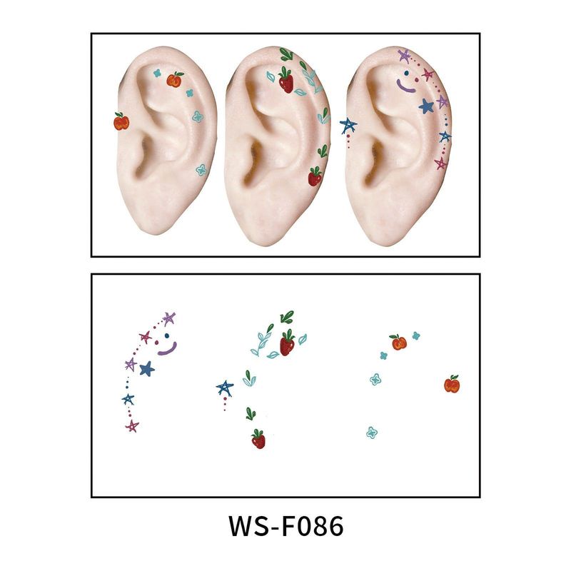New European and American-style colorful dopamine ear stickers, trendy Hyuna-style summer mini ear tattoos Fashion
