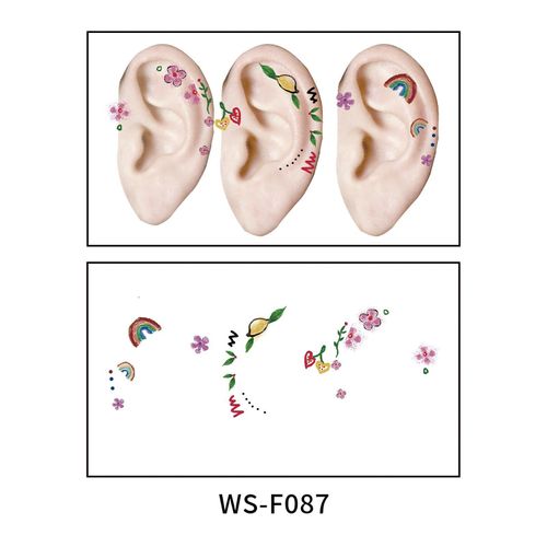 New European and American-style colorful dopamine ear stickers, trendy Hyuna-style summer mini ear tattoos Fashion