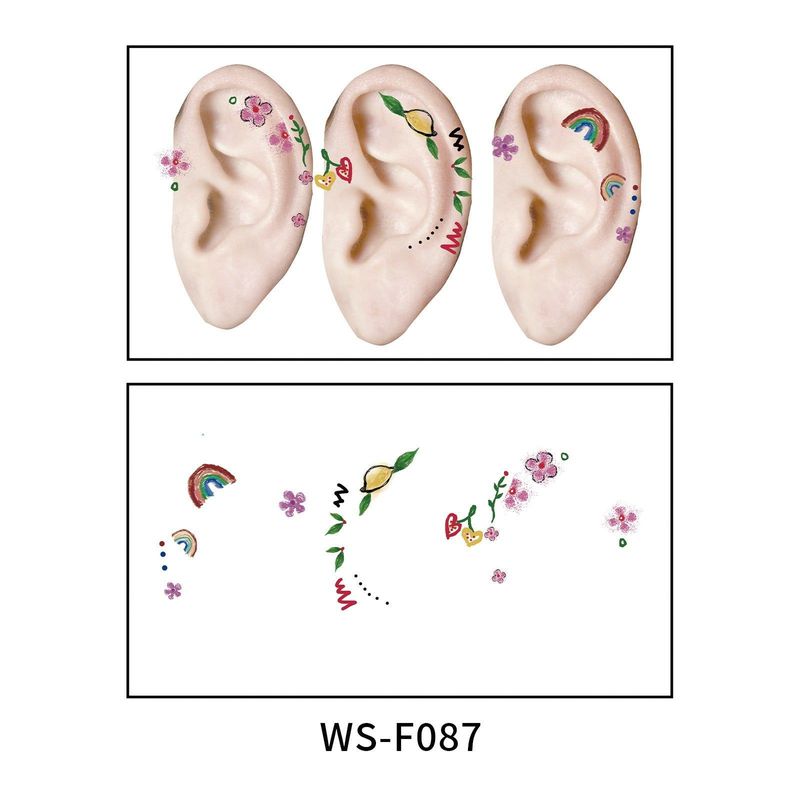 New European and American-style colorful dopamine ear stickers, trendy Hyuna-style summer mini ear tattoos Fashion