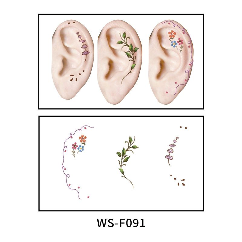 New European and American-style colorful dopamine ear stickers, trendy Hyuna-style summer mini ear tattoos Fashion