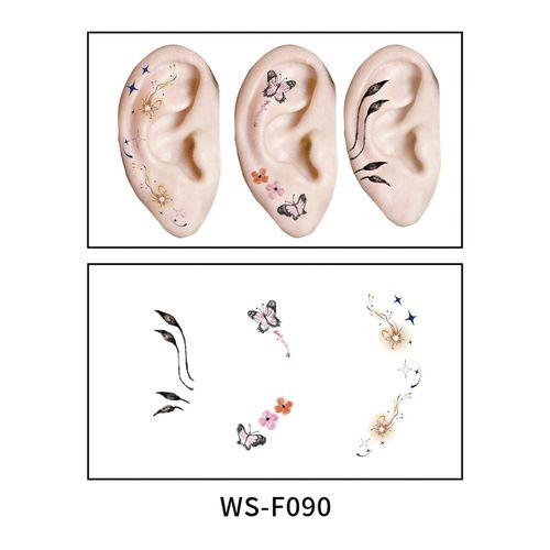 New European and American-style colorful dopamine ear stickers, trendy Hyuna-style summer mini ear tattoos Fashion