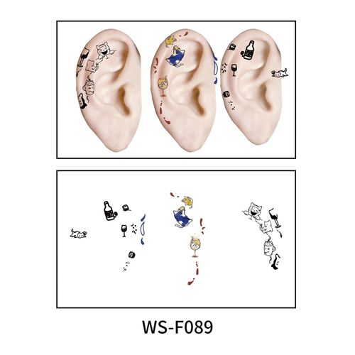 New European and American-style colorful dopamine ear stickers, trendy Hyuna-style summer mini ear tattoos Fashion