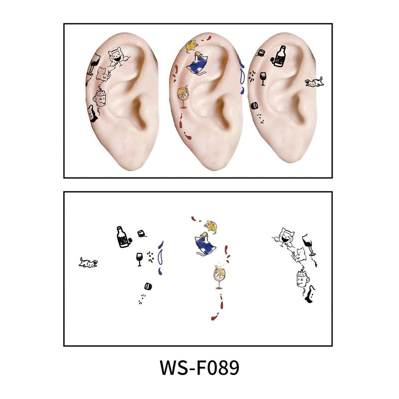 New European and American-style colorful dopamine ear stickers, trendy Hyuna-style summer mini ear tattoos Fashion