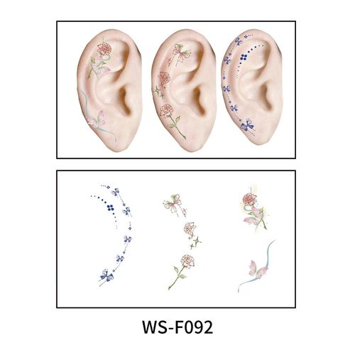 New European and American-style colorful dopamine ear stickers, trendy Hyuna-style summer mini ear tattoos Fashion