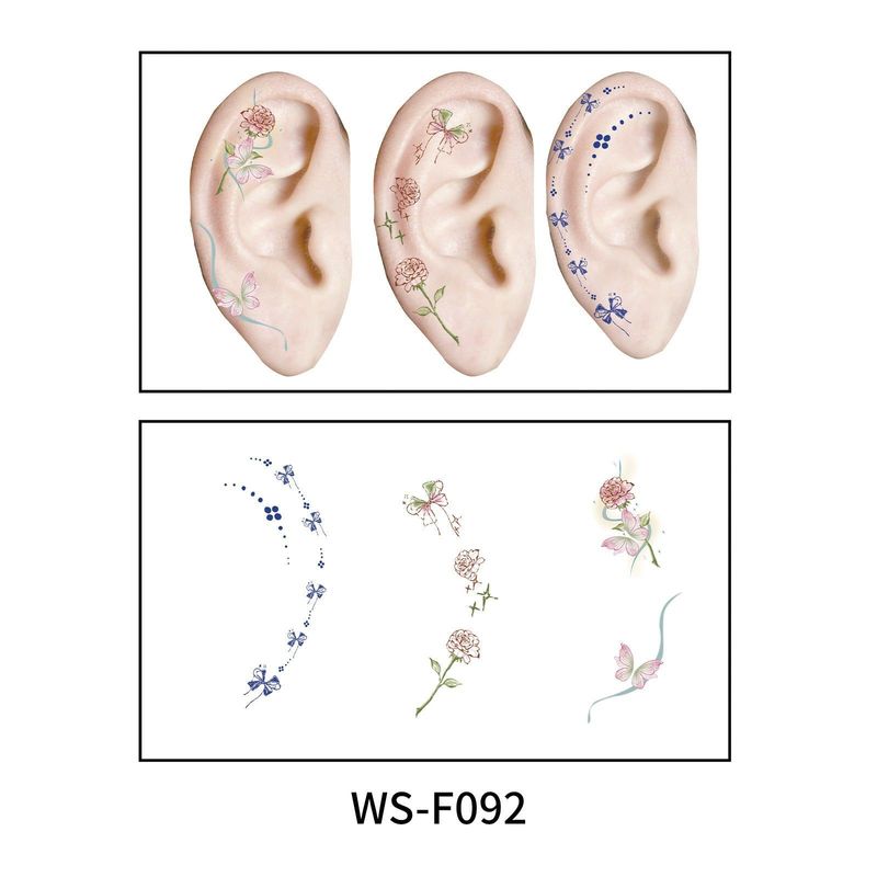 New European and American-style colorful dopamine ear stickers, trendy Hyuna-style summer mini ear tattoos Fashion