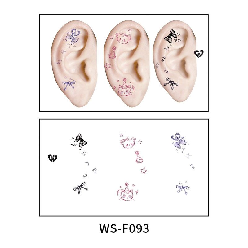 New European and American-style colorful dopamine ear stickers, trendy Hyuna-style summer mini ear tattoos Fashion