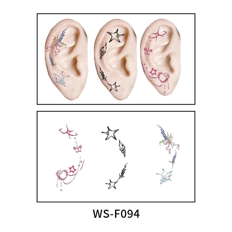 New European and American-style colorful dopamine ear stickers, trendy Hyuna-style summer mini ear tattoos Fashion