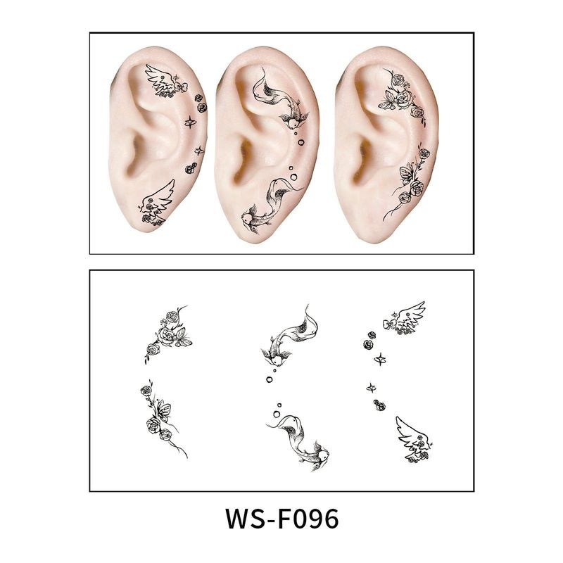 New European and American-style colorful dopamine ear stickers, trendy Hyuna-style summer mini ear tattoos Fashion