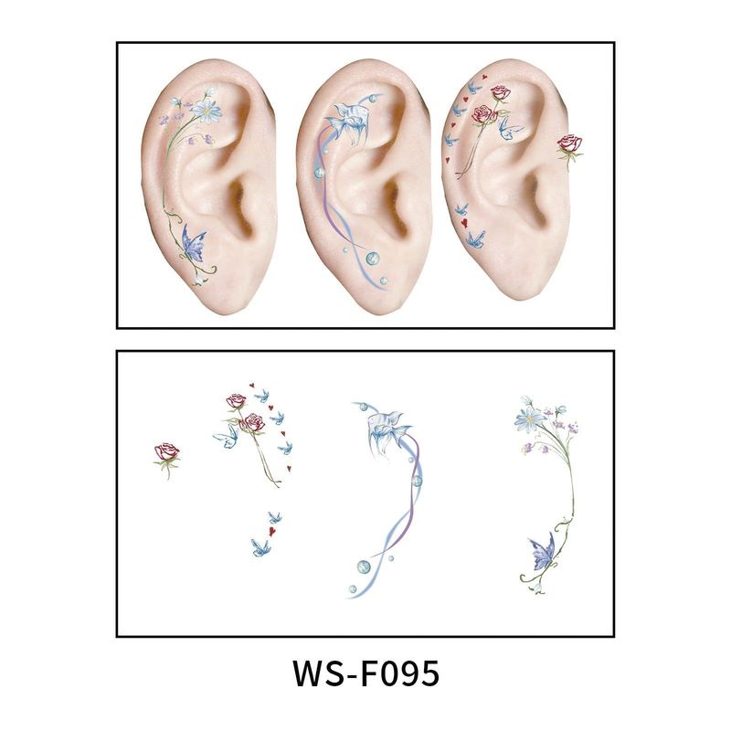 New European and American-style colorful dopamine ear stickers, trendy Hyuna-style summer mini ear tattoos Fashion
