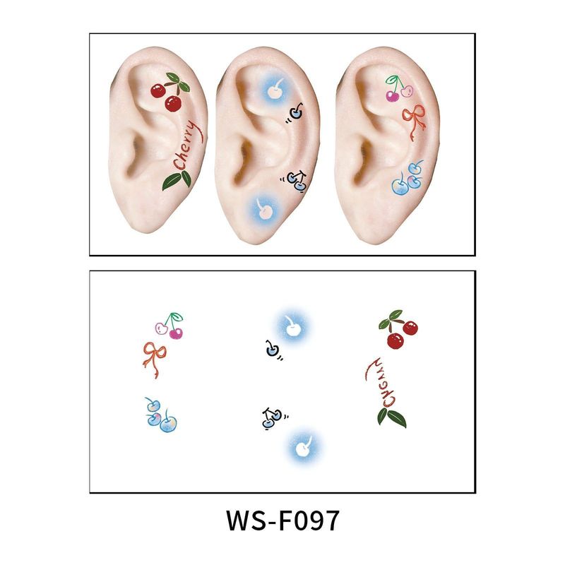 New European and American-style colorful dopamine ear stickers, trendy Hyuna-style summer mini ear tattoos Fashion