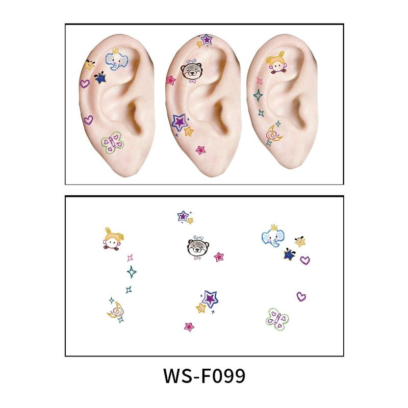 New European and American-style colorful dopamine ear stickers, trendy Hyuna-style summer mini ear tattoos Fashion