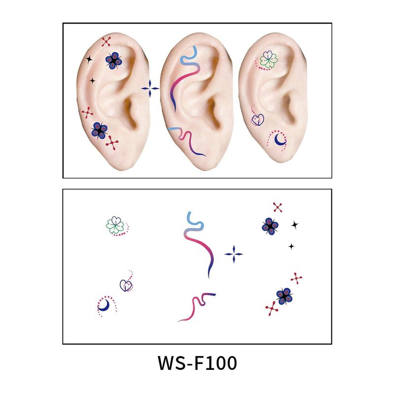 New European and American-style colorful dopamine ear stickers, trendy Hyuna-style summer mini ear tattoos Fashion