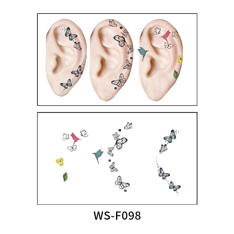 New European and American-style colorful dopamine ear stickers, trendy Hyuna-style summer mini ear tattoos Fashion