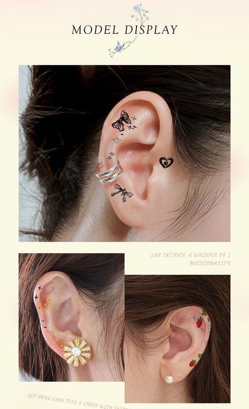 New European and American-style colorful dopamine ear stickers, trendy Hyuna-style summer mini ear tattoos Fashion