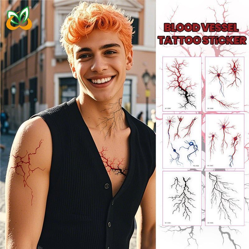 New European and American dark imitation blood vessel cell tattoo sticker with simple lines, waterproof, sweatproof, disposable tattoo sticker