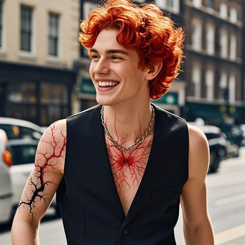 New European and American dark imitation blood vessel cell tattoo sticker with simple lines, waterproof, sweatproof, disposable tattoo sticker