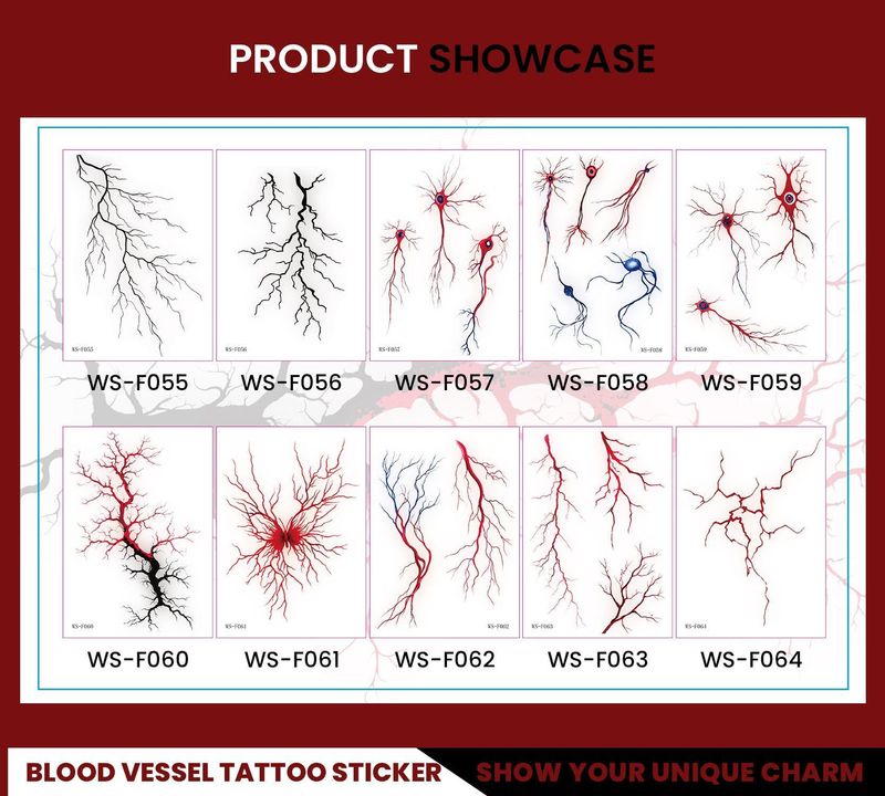 New European and American dark imitation blood vessel cell tattoo sticker with simple lines, waterproof, sweatproof, disposable tattoo sticker