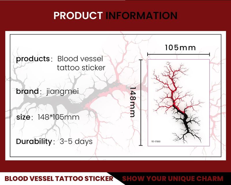 New European and American dark imitation blood vessel cell tattoo sticker with simple lines, waterproof, sweatproof, disposable tattoo sticker