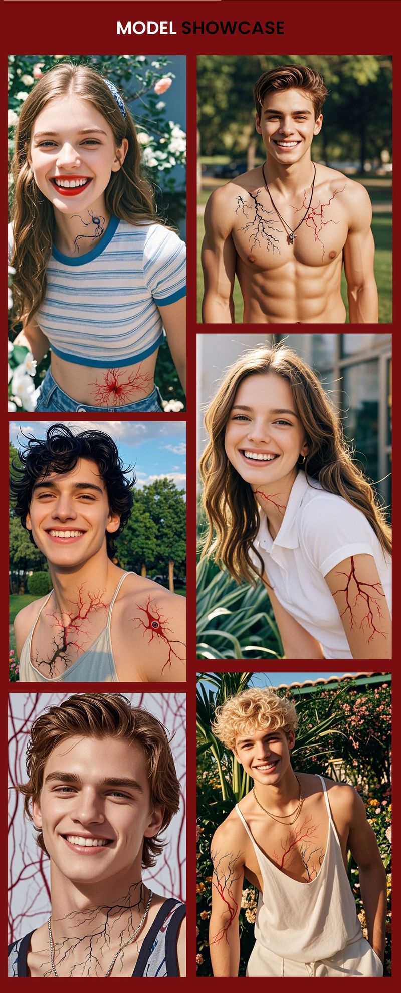 New European and American dark imitation blood vessel cell tattoo sticker with simple lines, waterproof, sweatproof, disposable tattoo sticker