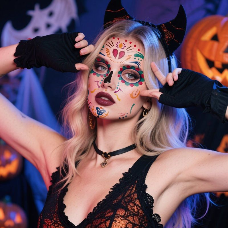 Halloween Scene Tattoo Sticker Waterproof Sweat Dead Day Masquerade Funny Makeup Face Tattoo Sticker Night light